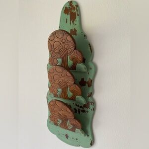 Vintage MCM Wood Mushroom Mail Holder 🍄